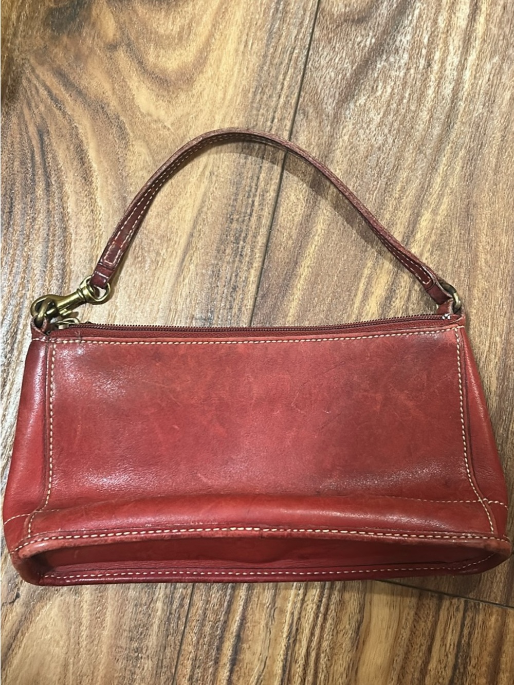 Coach Vintage Leather Accessory Pouch Shoulder Bag Red Old Coach